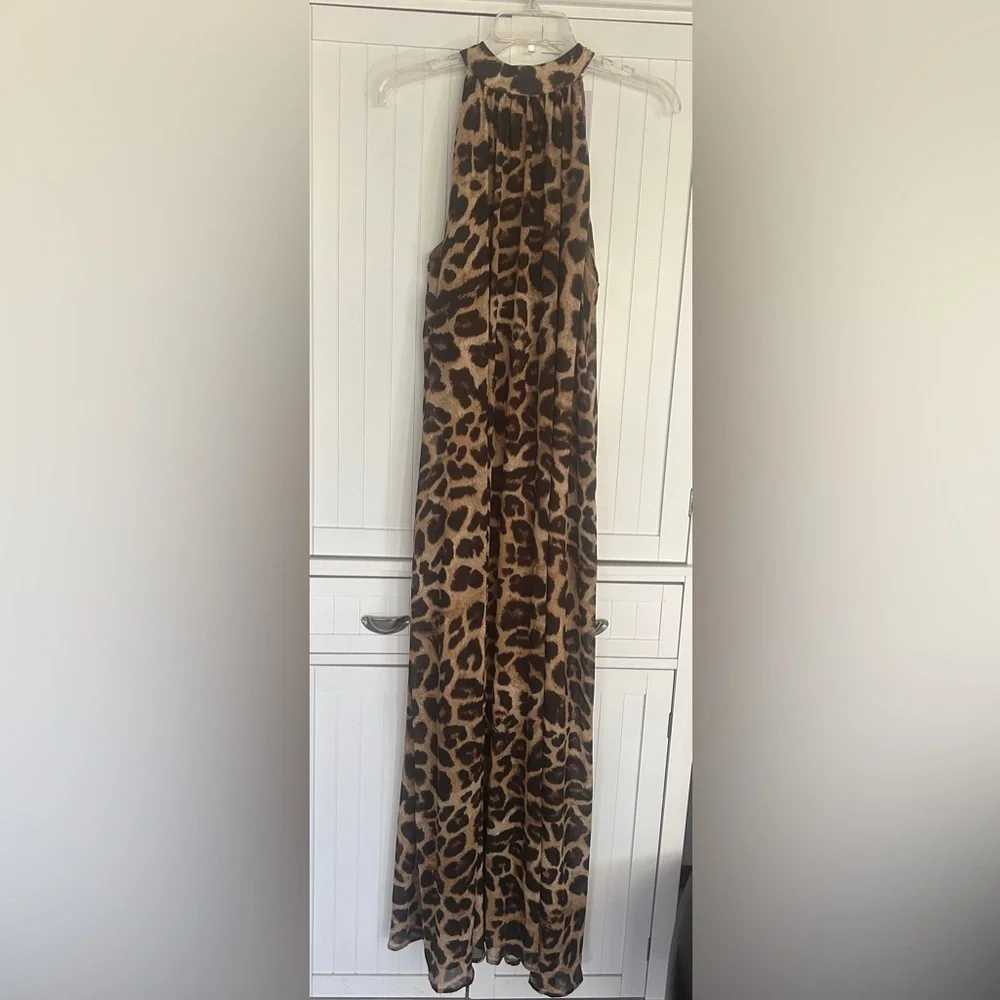 ANANY Leopard Print Halter Maxi Dress NWT - Picture 1 of 10